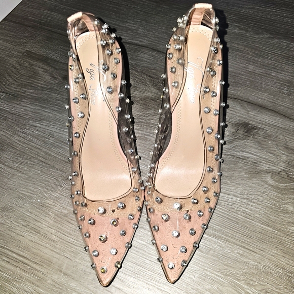Vigo Fiore pvc clear rhinestone heels - Picture 1 of 7